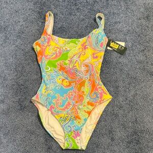 Lauren Ralph Lauren Woman’s One-Piece Swimsuit in Bright Multi Paisley NWT